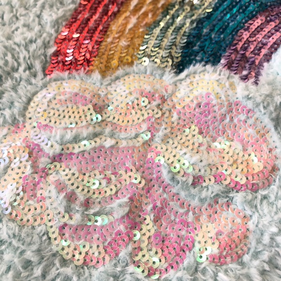 Justice Girls Sparkly Fuzzy Aqua Blue Sweater NEW Size 20 - Picture 4 of 11